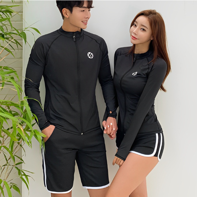 情侶泳衣(女長袖三件式、男長袖兩件式)