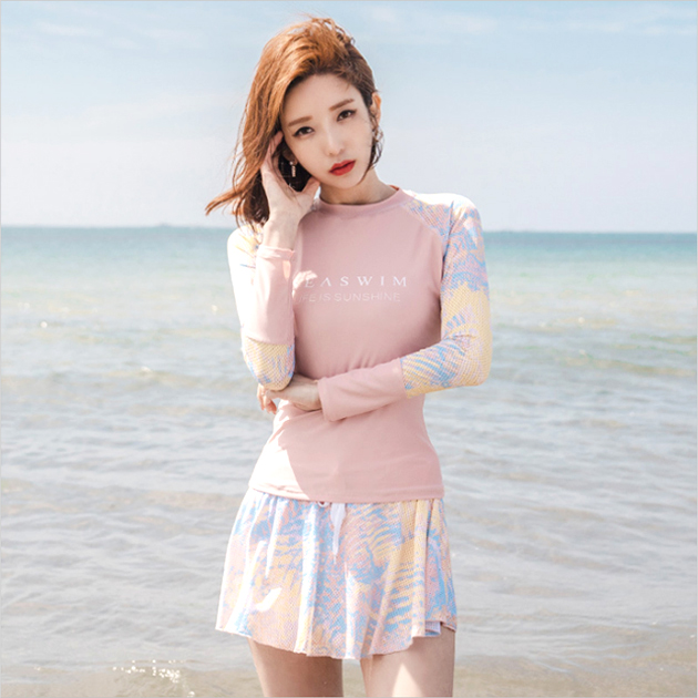 長袖防曬休閒裙裝兩件式泳衣